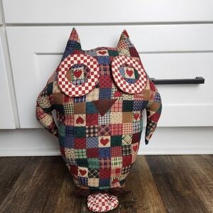 Hand Crafted Owl Plush Pillow With Mixed Plaid & Hearts 🥰 💕